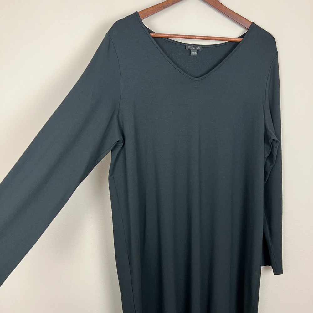 J.Jill Wearever Collection Dress Womens Large Black Shift V-Neck Long Sleeve L - Picture 5 of 10
